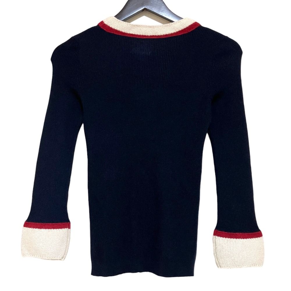 Chanel Cashmere Silk Long Sleeve Knit Top Sweater 38 Navy — view 2