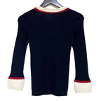 Chanel Cashmere Silk Long Sleeve Knit Top Sweater 38 Navy — view 2