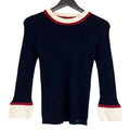 Chanel Cashmere Silk Long Sleeve Knit Top Sweater 38 Navy