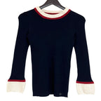 Chanel Cashmere Silk Long Sleeve Knit Top Sweater 38 Navy