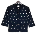 Chanel Dot Pattern Jacquard 3/4 Sleeve Cashmere Knit Cardigan 34 Black White