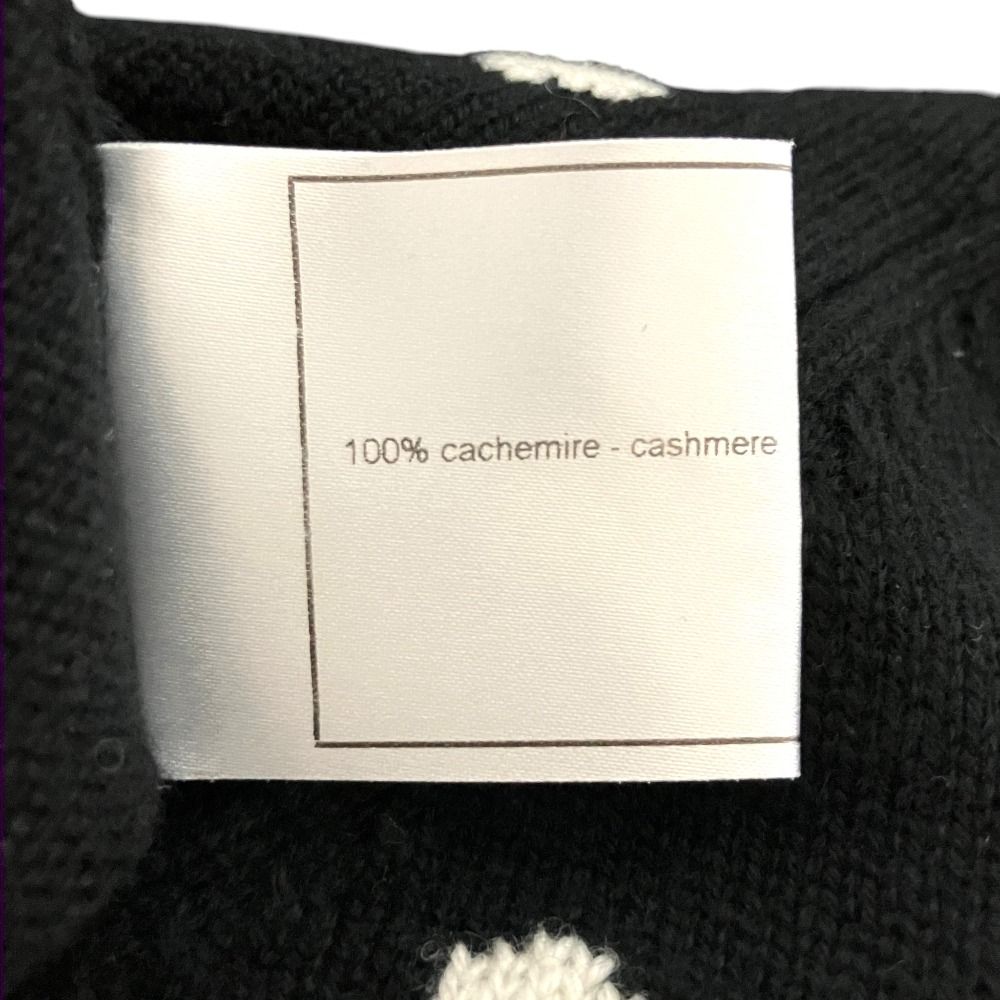 Chanel Dot Pattern Jacquard 3/4 Sleeve Cashmere Knit Cardigan 34 Black White — view 6