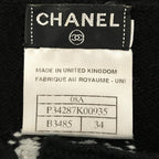 Chanel Dot Pattern Jacquard 3/4 Sleeve Cashmere Knit Cardigan 34 Black White — view 5