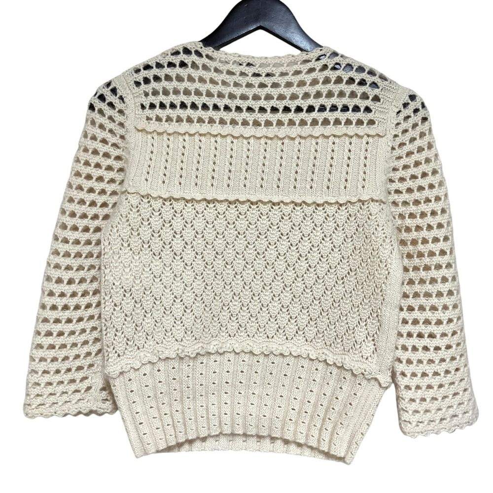 Dior Wool Cashmere Mohair 3/4 Sleeve Knit Sweater Off White — view 2