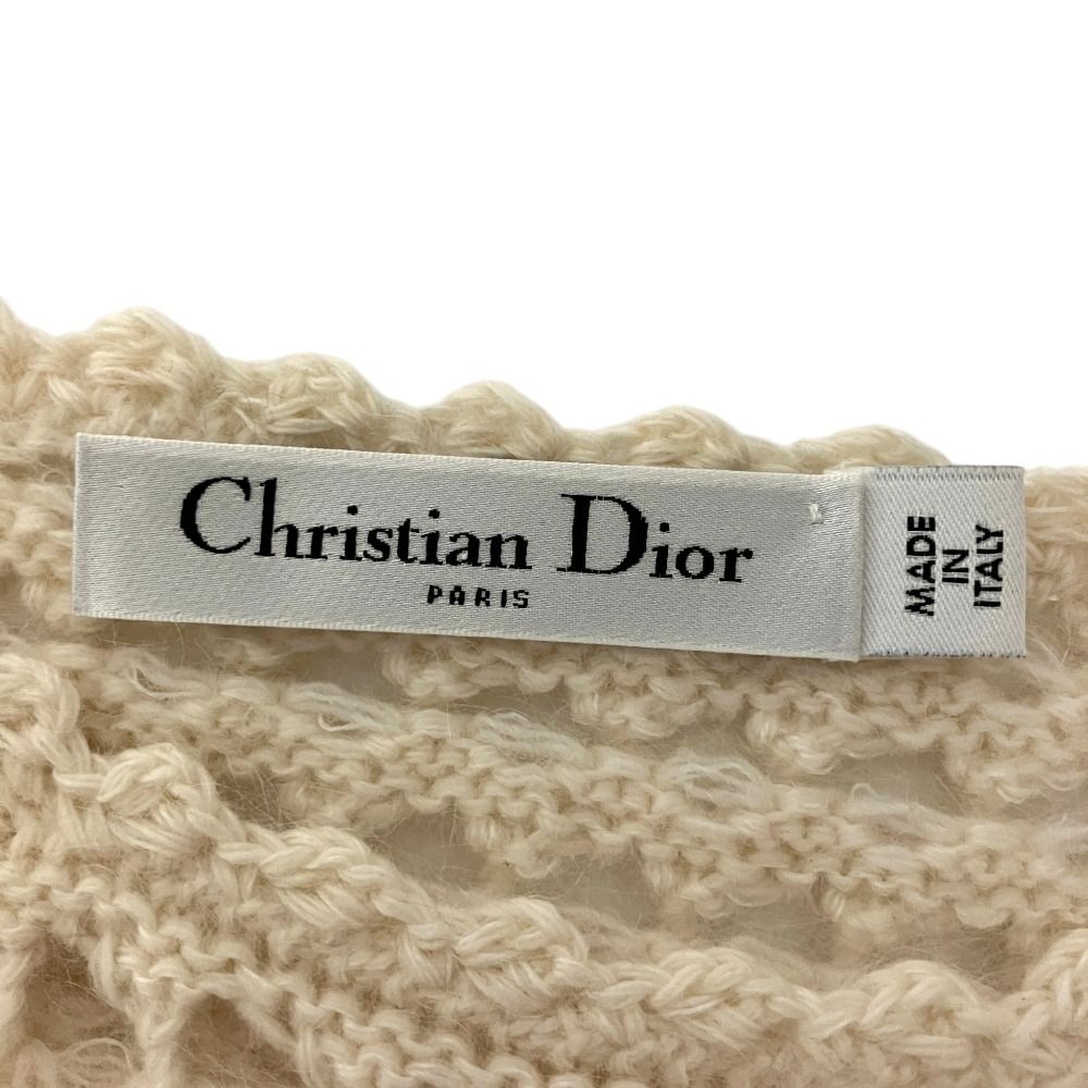 Dior Wool Cashmere Mohair 3/4 Sleeve Knit Sweater Off White — view 6