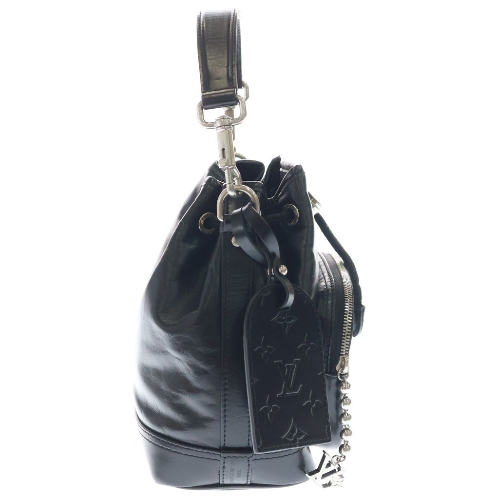Louis Vuitton LV Night Noe Cargo Shoulder Back Black Leather Silver — view 3