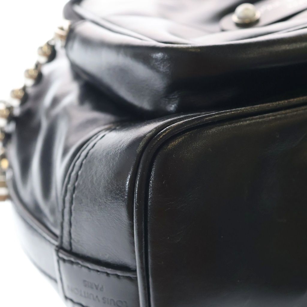 Louis Vuitton LV Night Noe Cargo Shoulder Back Black Leather Silver — view 5