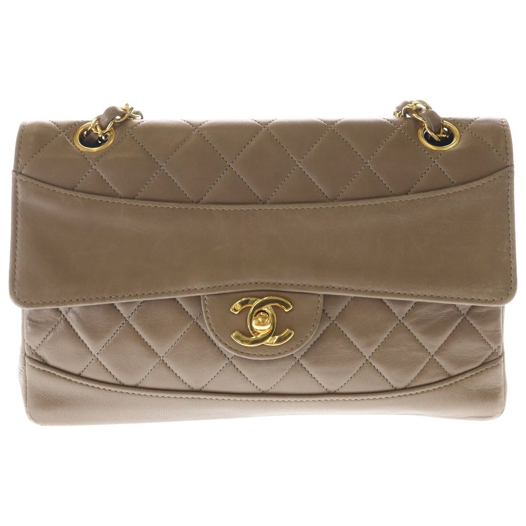 Chanel Quilted Lambskin Leather Turnlock Chain Shoulder Bag Gold Brown