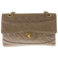 Chanel Quilted Lambskin Leather Turnlock Chain Shoulder Bag Gold Brown