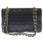 Chanel Quilted Lambskin Leather Turnlock Chain Shoulder Bag Gold Black — view 2