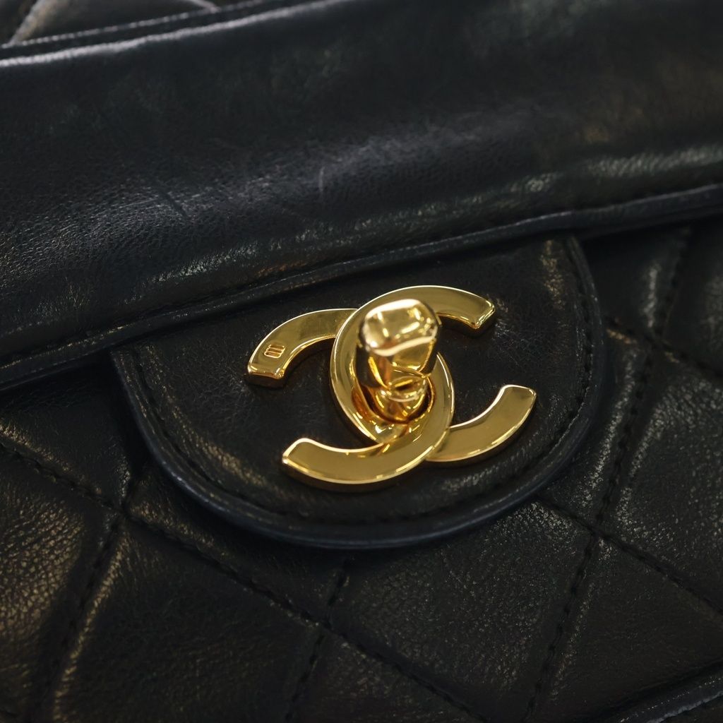 Chanel Quilted Lambskin Leather Turnlock Chain Shoulder Bag Gold Black — view 6