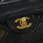 Chanel Quilted Lambskin Leather Turnlock Chain Shoulder Bag Gold Black — view 6