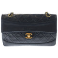 Chanel Quilted Lambskin Leather Turnlock Chain Shoulder Bag Gold Black