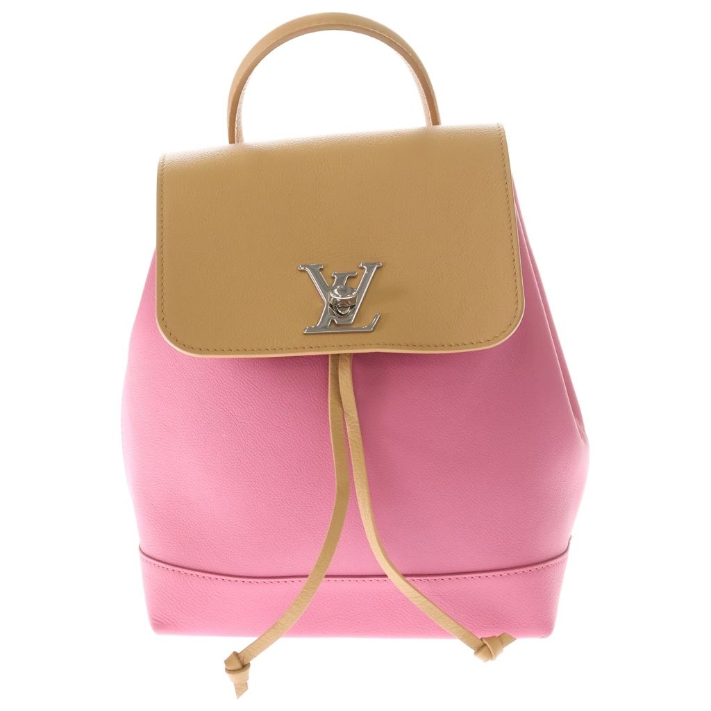 Louis Vuitton Lockme Backpack Pink Brown Leather Silver