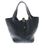 Hermes Picotin Lock MM Taurillon Clemence Gold Handbag Black