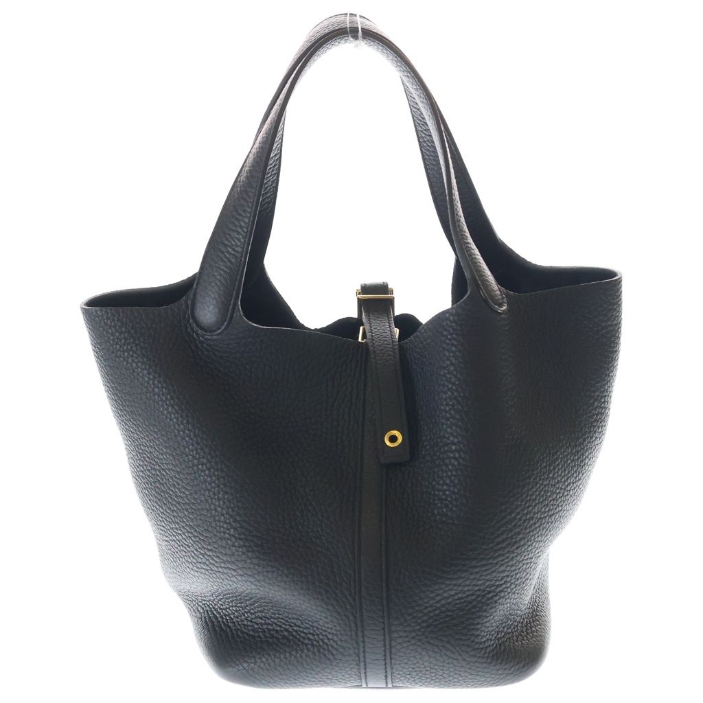 Hermes Picotin Lock MM Taurillon Clemence Gold Handbag Black