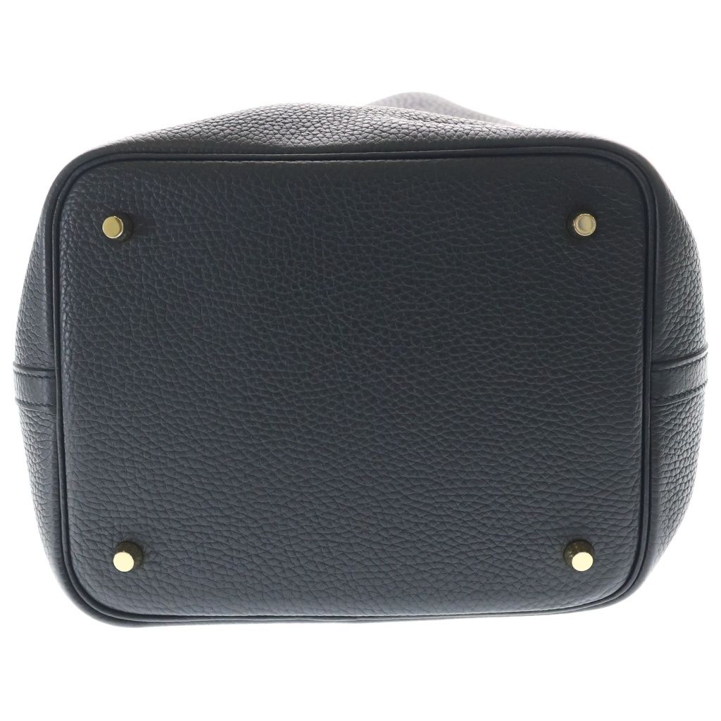 Hermes Picotin Lock MM Taurillon Clemence Gold Handbag Black — view 4