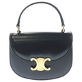 Celine Mini Besace Clair 2-Way Shoulder Bag Black Leather Gold