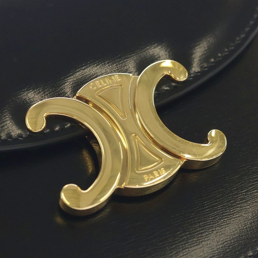 Celine Mini Besace Clair 2-Way Shoulder Bag Black Leather Gold — view 6