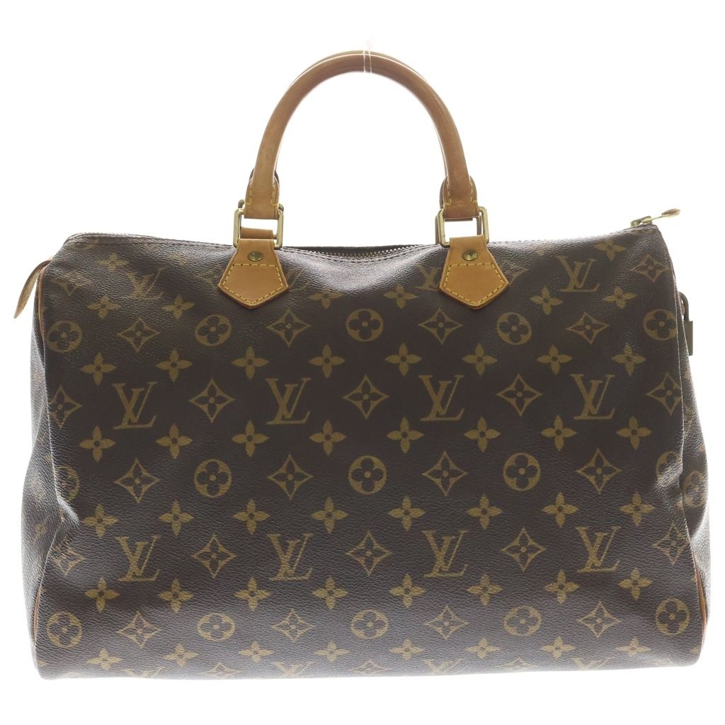Louis Vuitton Monogram Speedy 35 Leather Handbag Brown
