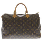 Louis Vuitton Monogram Speedy 35 Leather Handbag Brown
