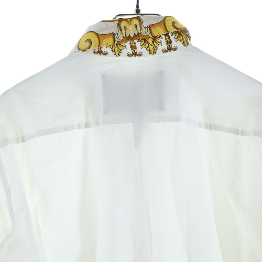 Fendi Collar Contrast Cotton Long Sleeve Shirt White Akea — view 4