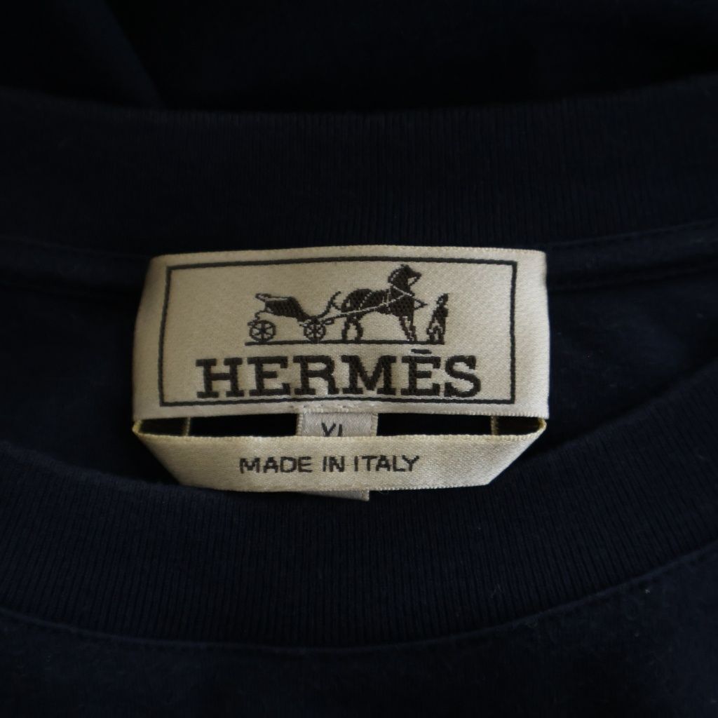 Hermes Mega Chariot Front Print Crew Neck Short Sleeve T-Shirt Navy — view 6
