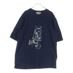 Hermes Mega Chariot Front Print Crew Neck Short Sleeve T-Shirt Navy