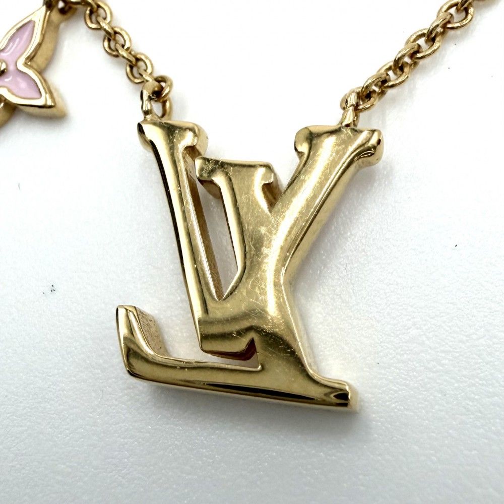 Louis Vuitton Necklace LV Iconic Enamel Monogram Flower Star Gold Pink
