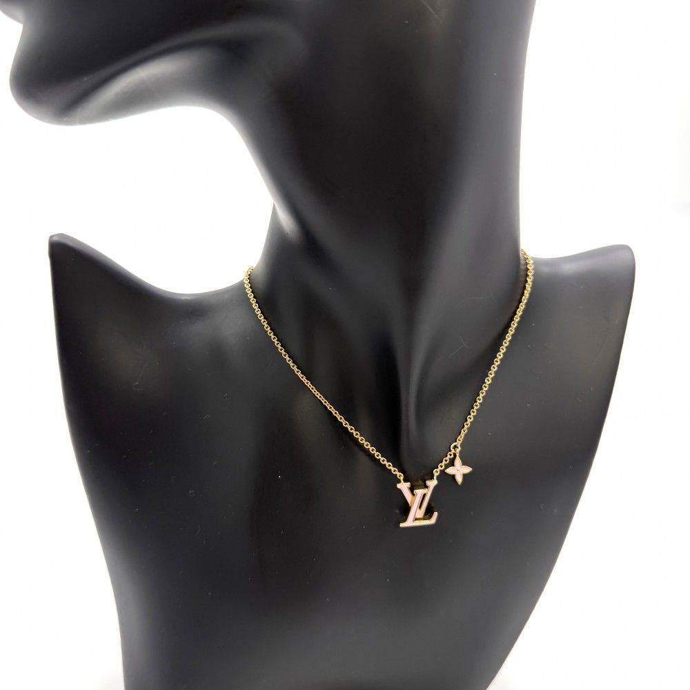 Louis Vuitton Necklace LV Iconic Enamel Monogram Flower Star Gold Pink