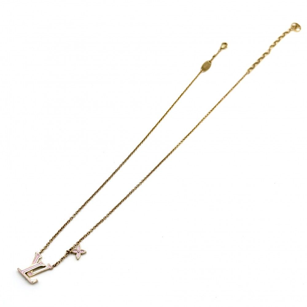 Louis Vuitton Necklace LV Iconic Enamel Monogram Flower Star Gold Pink