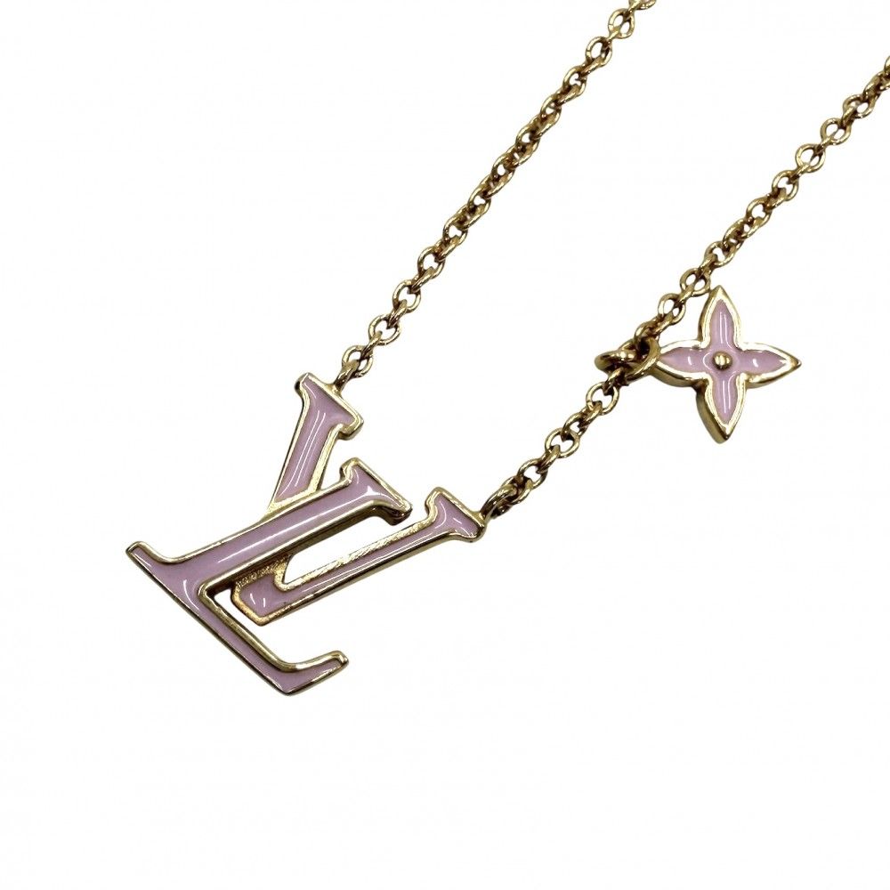 Louis Vuitton Necklace LV Iconic Enamel Monogram Flower Star Gold Pink