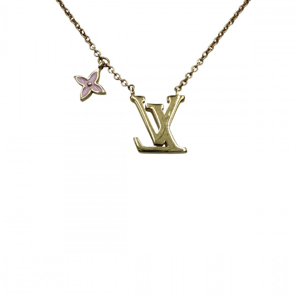 Louis Vuitton Necklace LV Iconic Enamel Monogram Flower Star Gold Pink