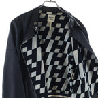 Hermes Series Button Optical Lambskin Single Rider's Jacket Navy — view 5