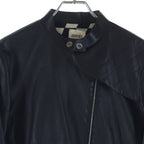 Hermes Series Button Optical Lambskin Single Rider's Jacket Navy — view 3