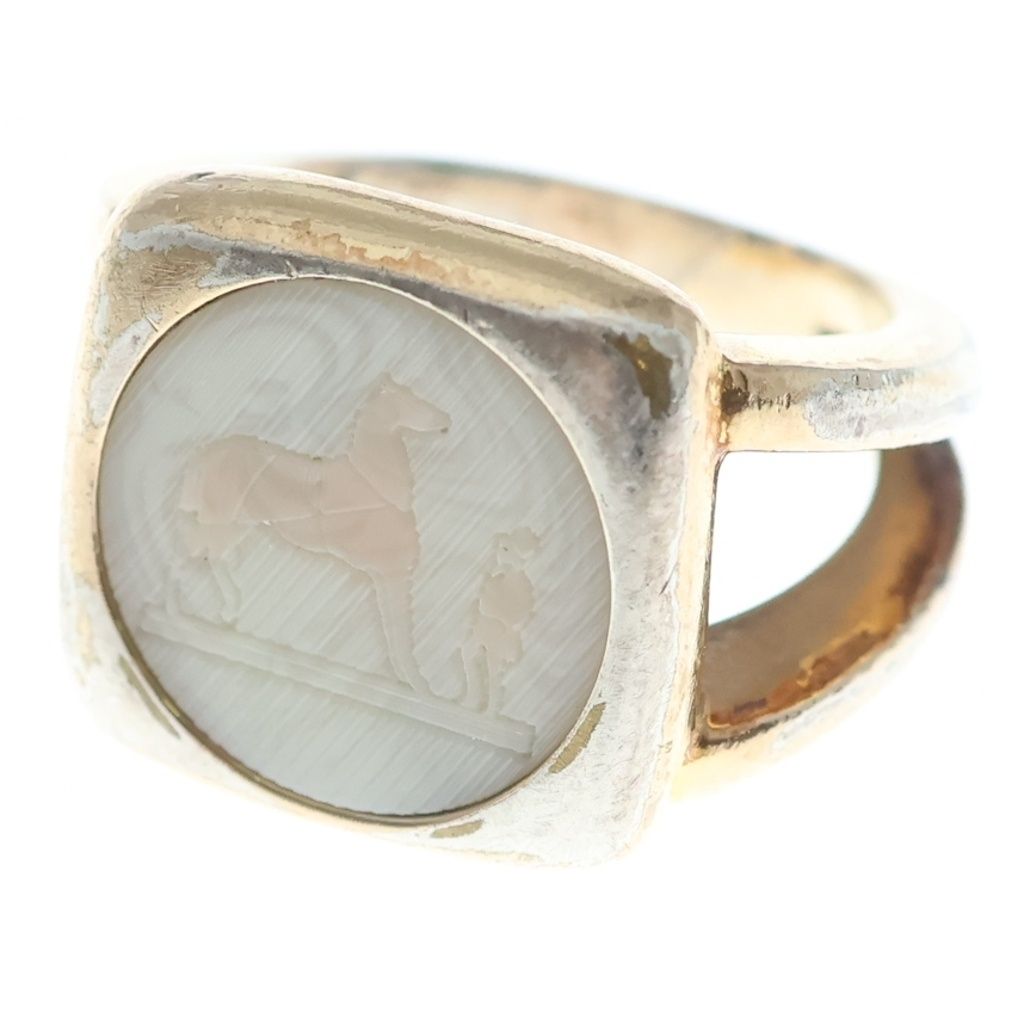 Hermes Bijouterie Fantaisie Corozo Ring Gold