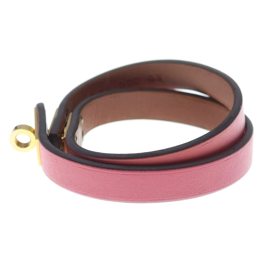 Hermes Kelly Double Tour Bracelet Swift Leather Rose Azalea Gold Pink — view 4