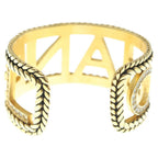 Chanel Logo Rhinestone Bangle Bracelet Gold — view 2