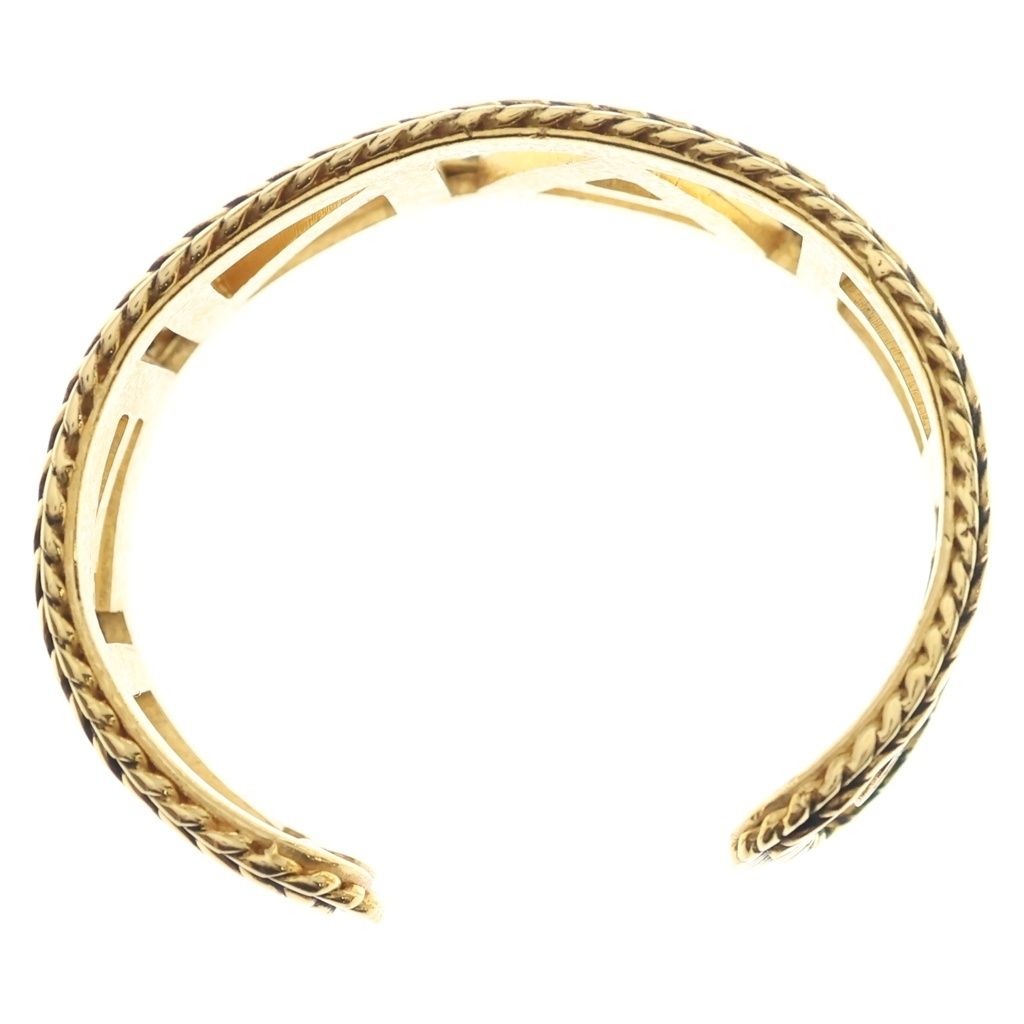 Chanel Logo Rhinestone Bangle Bracelet Gold — view 6