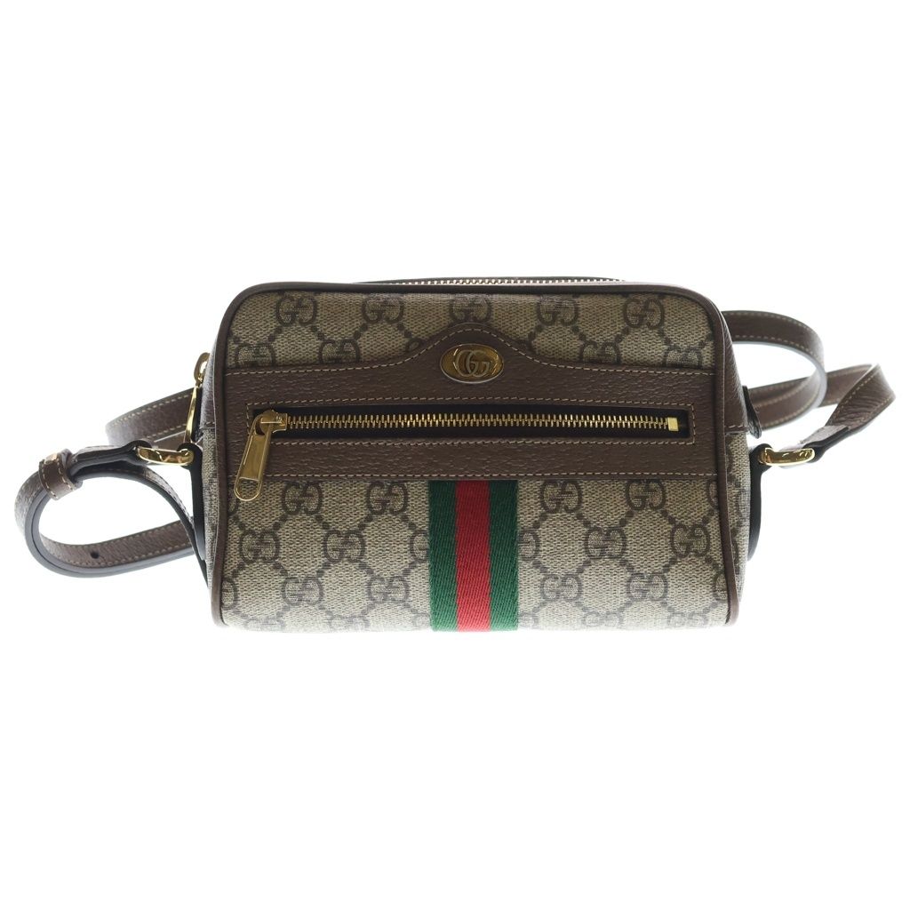Gucci Ophidia Mini Shoulder Bag Leather Gold Brown