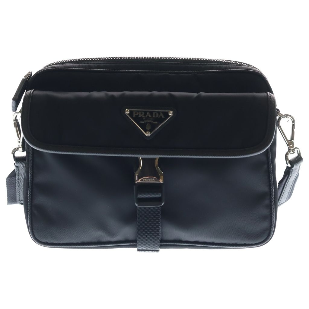 Prada Re-Nylon Saffiano Shoulder Bag Black Nylon Leather
