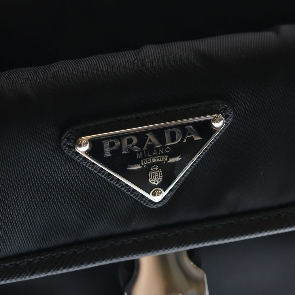 Prada Re-Nylon Saffiano Shoulder Bag Black Nylon Leather