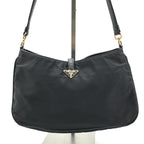 Prada Nylon Leather Shoulder Bag Black — view 3