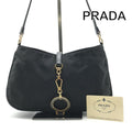 Prada Nylon Leather Shoulder Bag Black