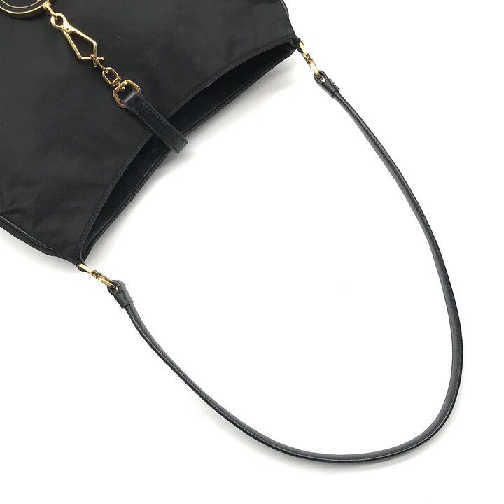 Prada Nylon Leather Shoulder Bag Black — view 7