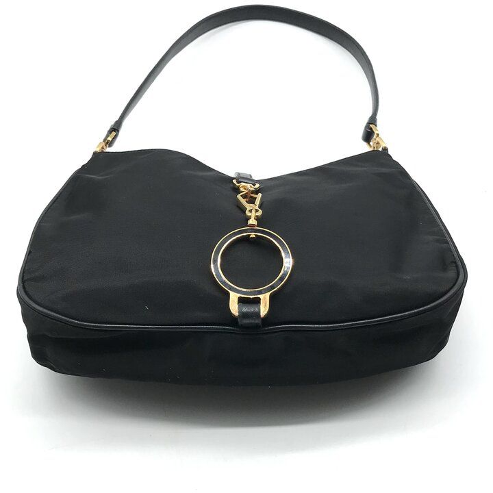 Prada Nylon Leather Shoulder Bag Black — view 4