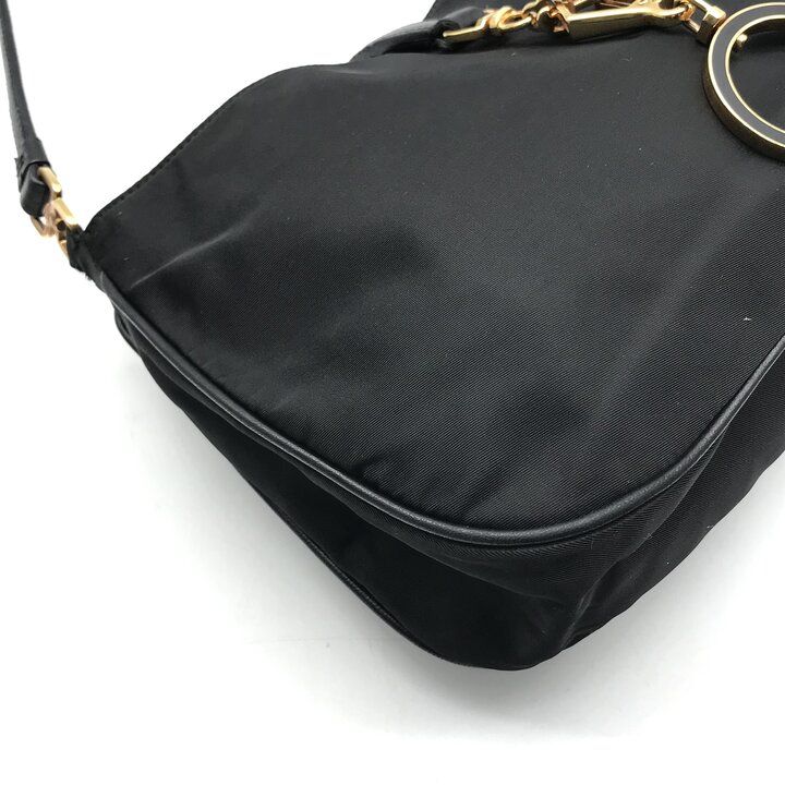 Prada Nylon Leather Shoulder Bag Black — view 5