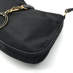 Prada Nylon Leather Shoulder Bag Black — view 6