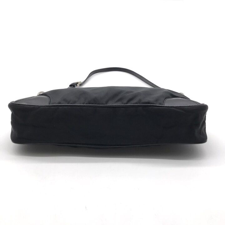 Prada Nylon Tessuto Leather Triangle Logo Shoulder Bag Black — view 4