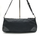 Prada Nylon Tessuto Leather Triangle Logo Shoulder Bag Black — view 3